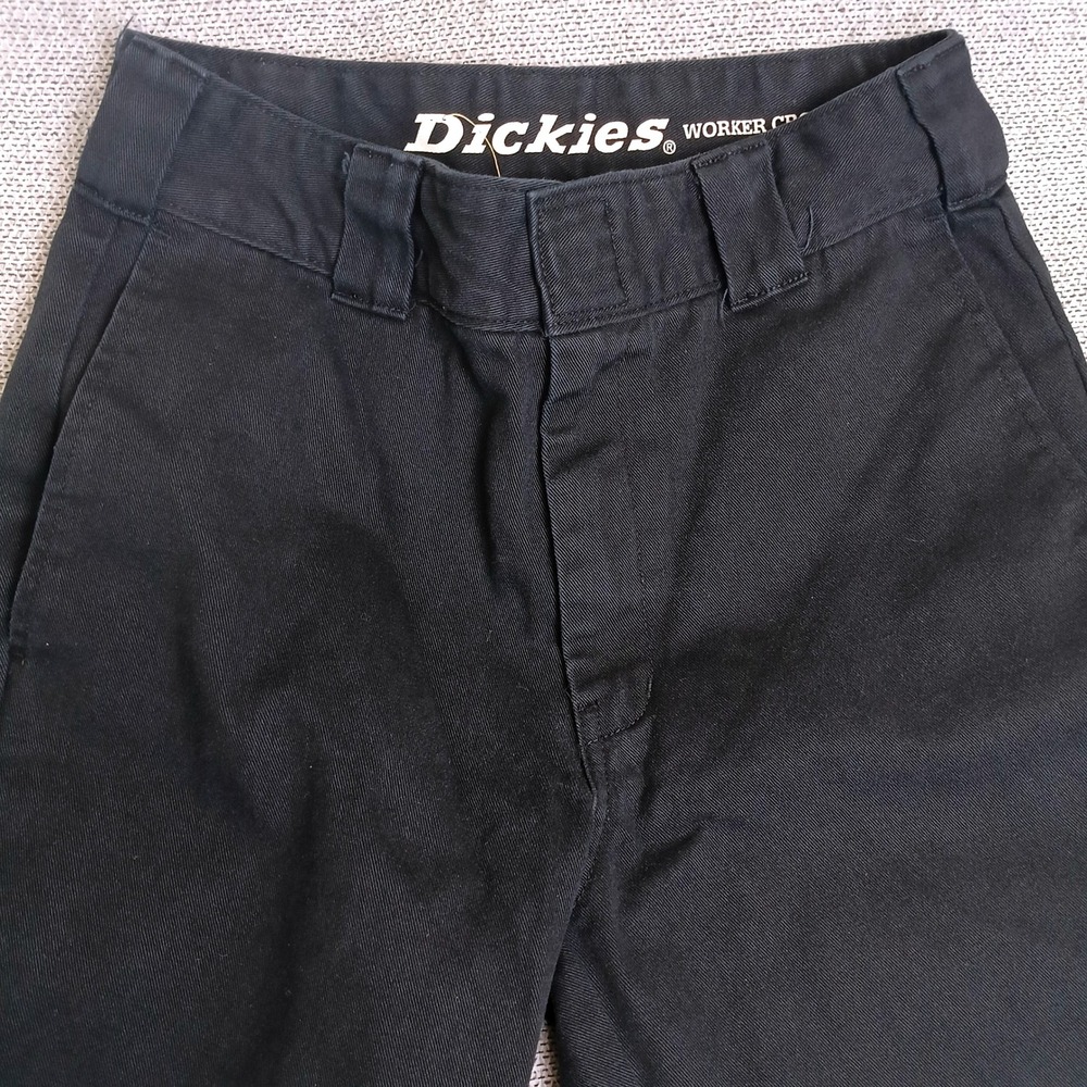 Dickies Worker Crop Roll Hem Pants Womens 0/24 Black Excellent Straight Leg